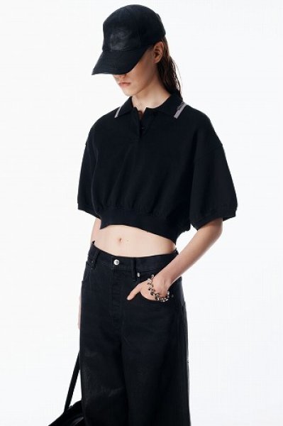 画像3: alexanderwang クロップド シンチ コットンポロ (3)