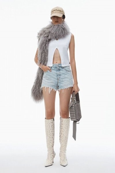 画像5: alexanderwang エイジドグレーデニム バイトロゴ ショーツ (5)