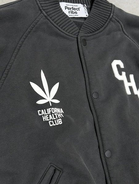 画像3: 【Perfect ribs®︎×A LOVE MOVEMENT】"CALIFORNIA HEALTHY CLUB" Award jacket / Fade Black (3)