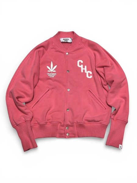 画像1: 【Perfect ribs®︎×A LOVE MOVEMENT】"CALIFORNIA HEALTHY CLUB" Award jacket / Fade Red (1)