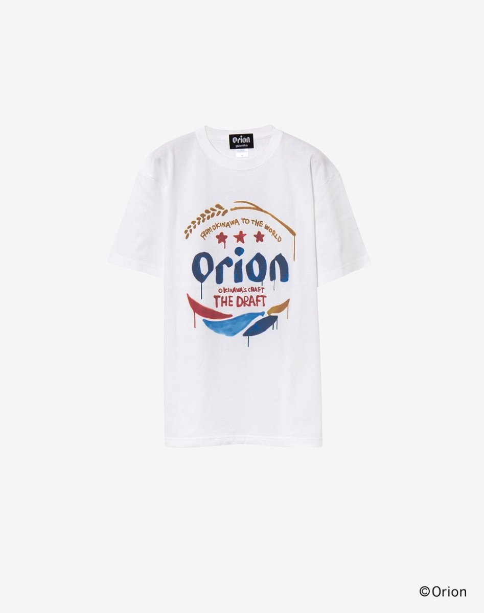 画像1: 【guernika×ORIONBEER】ORION THE DRAFT ART PRINT T-SHIRT / White (1)