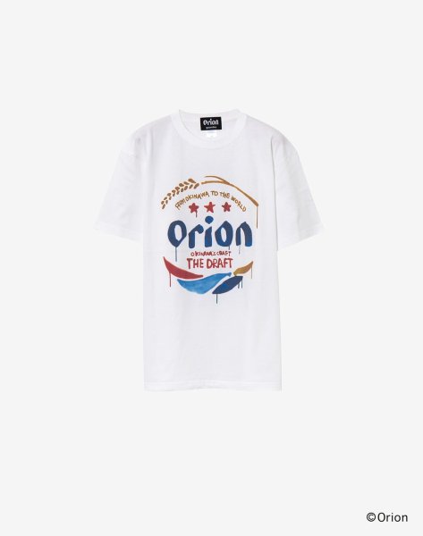 画像1: 【guernika×ORIONBEER】ORION THE DRAFT ART PRINT T-SHIRT / White (1)
