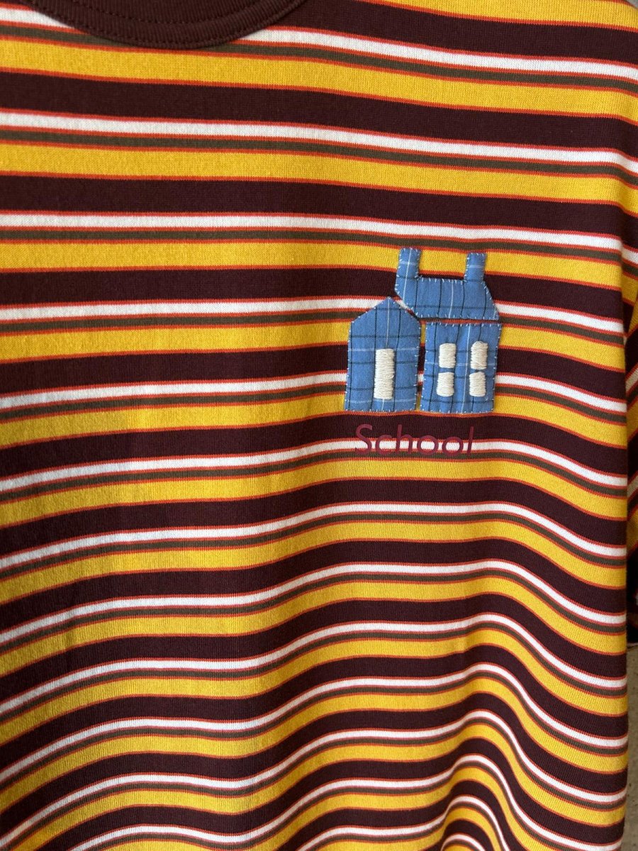 画像2: KHOKI コッキ  Hand-Embroidered Stripe T-Shirt (2)