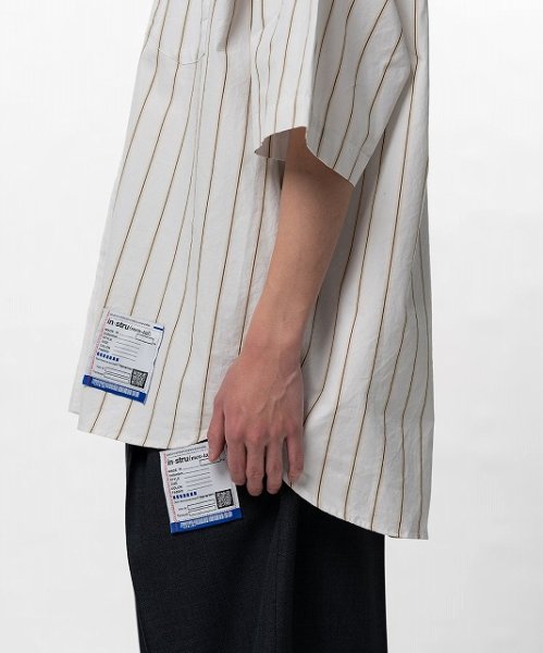 画像4: in・stru(men-tal). MIHARA YASUHIRO / Cotton High Density Stripe Short-sleeve Shirt WHITE (4)