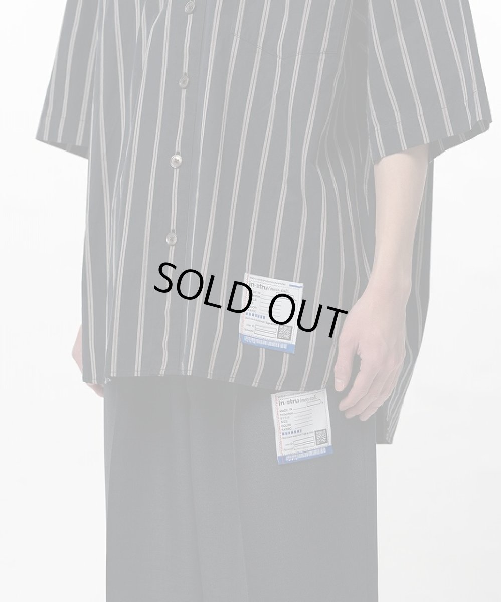 画像4: in・stru(men-tal). MIHARA YASUHIRO / Cotton High Density Stripe Short-sleeve Shirt BLACK (4)