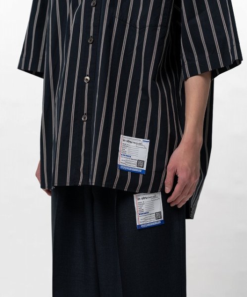 画像4: in・stru(men-tal). MIHARA YASUHIRO / Cotton High Density Stripe Short-sleeve Shirt BLACK (4)