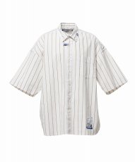 画像1: in・stru(men-tal). MIHARA YASUHIRO / Cotton High Density Stripe Short-sleeve Shirt WHITE (1)