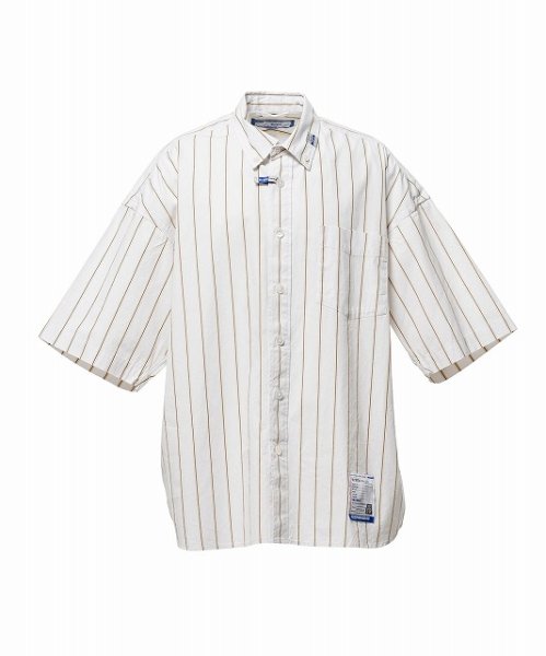 画像1: in・stru(men-tal). MIHARA YASUHIRO / Cotton High Density Stripe Short-sleeve Shirt WHITE (1)