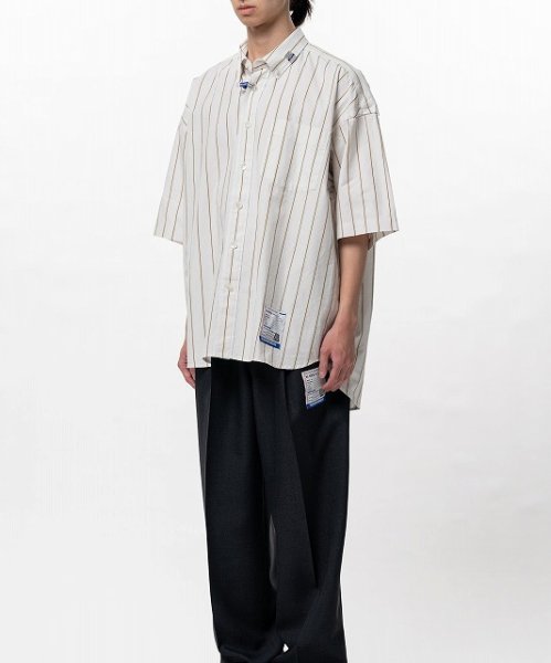 画像3: in・stru(men-tal). MIHARA YASUHIRO / Cotton High Density Stripe Short-sleeve Shirt WHITE (3)