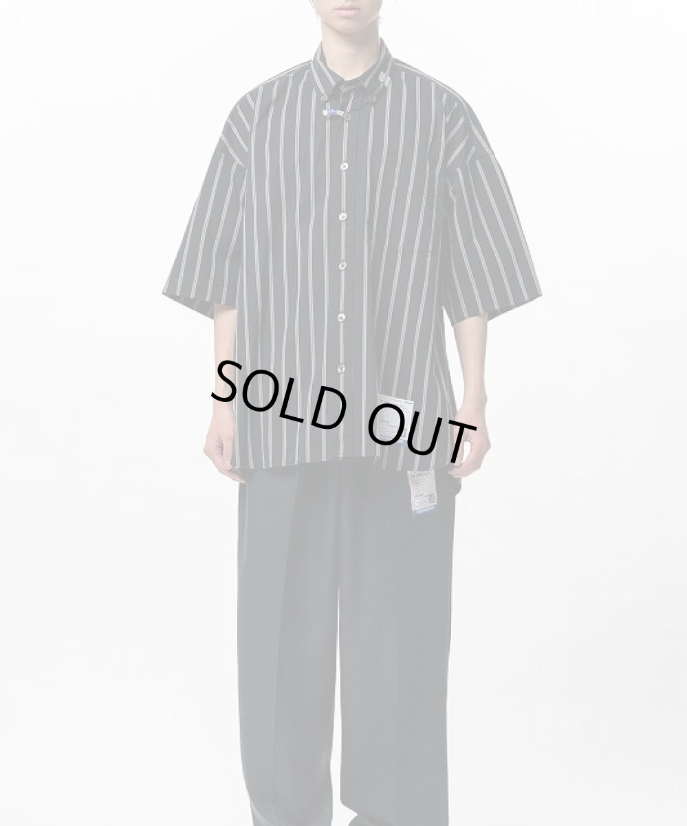 画像3: in・stru(men-tal). MIHARA YASUHIRO / Cotton High Density Stripe Short-sleeve Shirt BLACK (3)