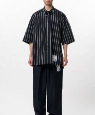 画像3: in・stru(men-tal). MIHARA YASUHIRO / Cotton High Density Stripe Short-sleeve Shirt BLACK (3)