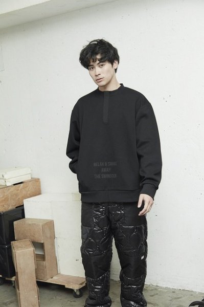 画像6: THE SWINGGGR / HALF ZIP SWEAT PULLOVER : BLACK (6)