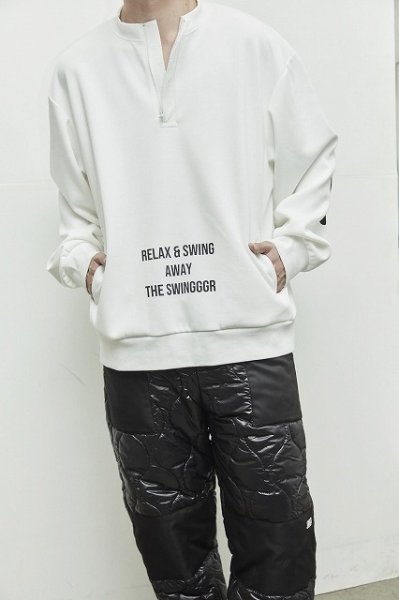 画像4: THE SWINGGGR / HALF ZIP SWEAT PULLOVER : WHITE (4)