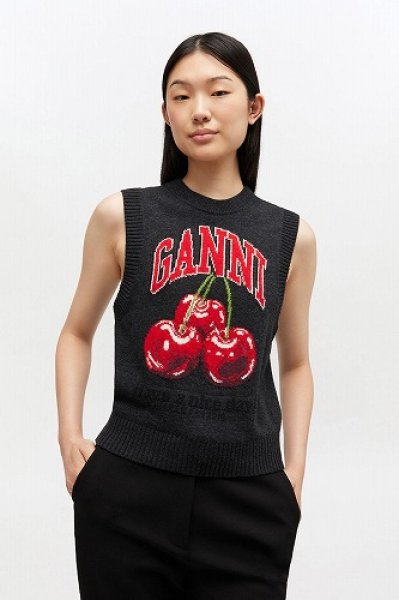 画像1: 【GANNI ガニー】Graphic print wool vest (1)