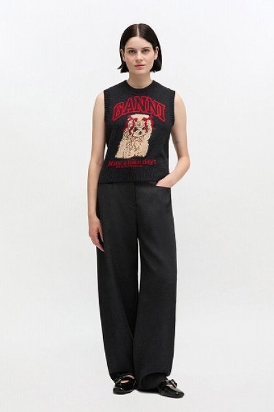 画像2: 【GANNI ガニー】Graphic print wool vest (2)