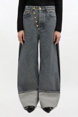画像1: GANNI Rigid Denim Double Fly Baggy Jeans (1)