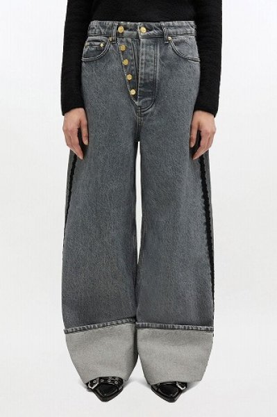 画像1: GANNI Rigid Denim Double Fly Baggy Jeans (1)
