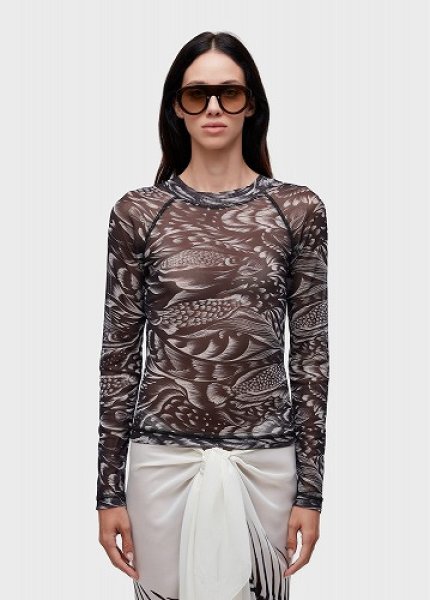 画像1: OSKLEN  オスクレン ブラウス Pirarucu Trace Tulle Blouse (1)