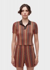 画像1: OSKLEN  オスクレン ブラウス Striped Knit Polo Blouse (1)