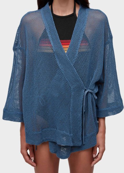 画像3: OSKLEN  オスクレン Mixed Fabrics Mesh Kimono (3)