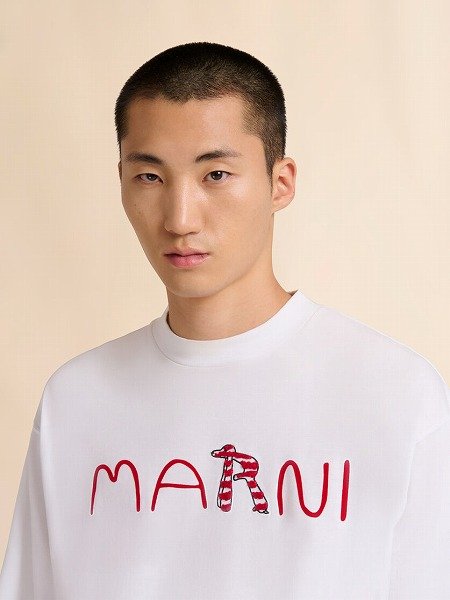 画像4: MARNI  フロッキーMarni Animal Alphabetロゴ ホワイト コットンTシャツ (4)