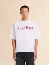 画像2: MARNI  フロッキーMarni Animal Alphabetロゴ ホワイト コットンTシャツ (2)