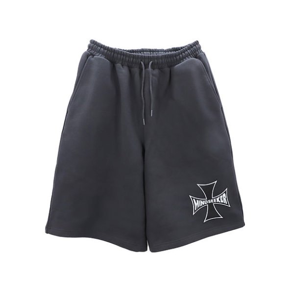 画像1: mindseeker  Cross Punk Sweat Shorts / BLACK (1)