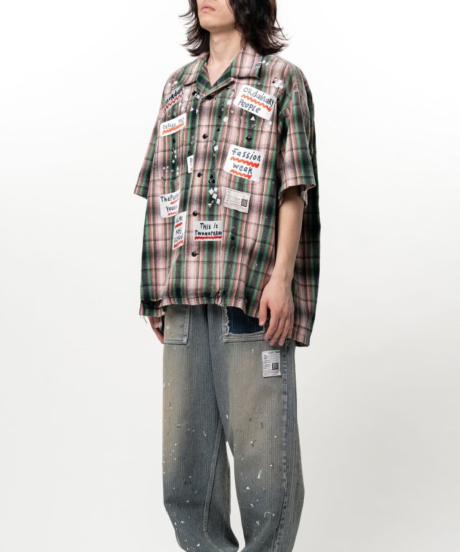 画像6: Maison MIHARA YASUHIRO Embellished Sticker Short Sleeve Check Shirt (6)