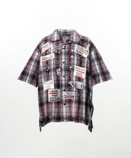 画像1: Maison MIHARA YASUHIRO Embellished Sticker Short Sleeve Check Shirt (1)