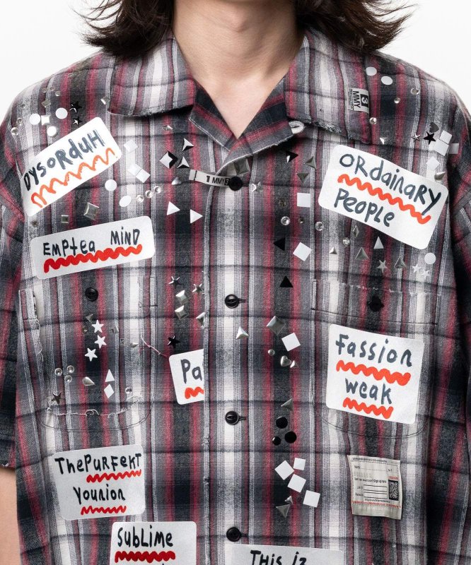画像3: Maison MIHARA YASUHIRO Embellished Sticker Short Sleeve Check Shirt (3)