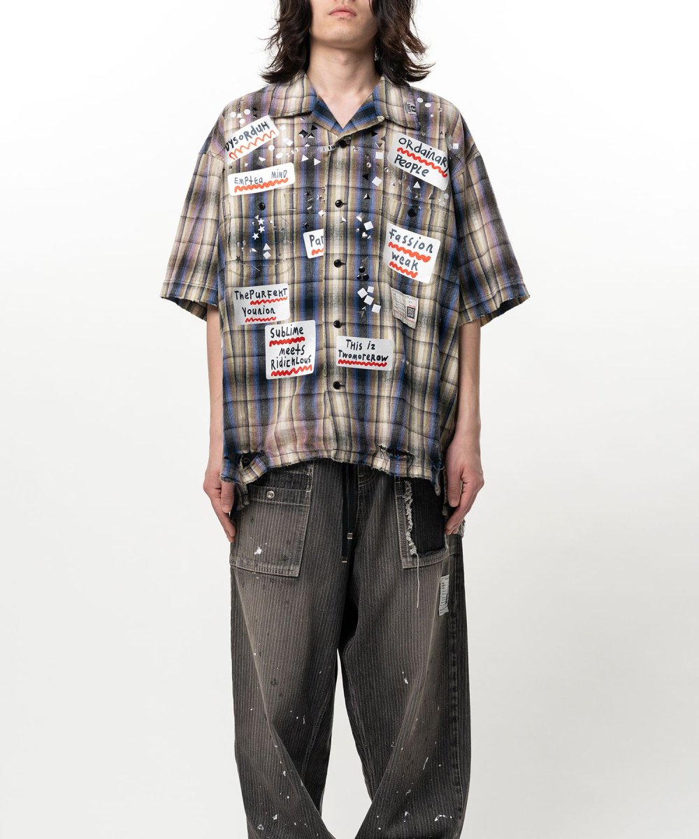 画像5: Maison MIHARA YASUHIRO Embellished Sticker Short Sleeve Check Shirt (5)
