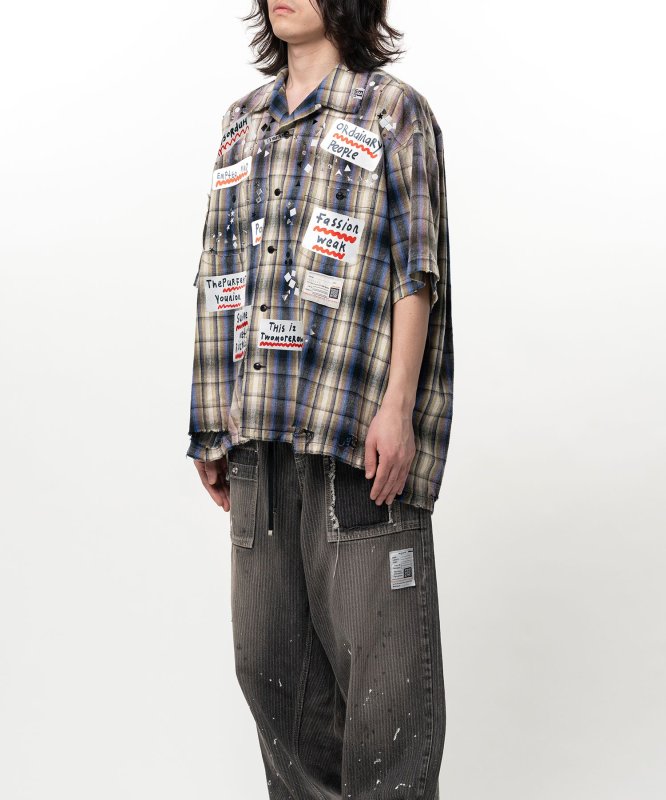 画像6: Maison MIHARA YASUHIRO Embellished Sticker Short Sleeve Check Shirt (6)
