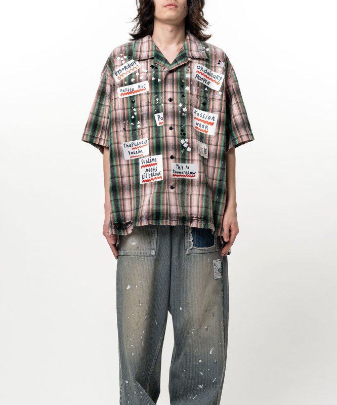 画像5: Maison MIHARA YASUHIRO Embellished Sticker Short Sleeve Check Shirt (5)