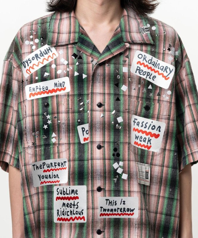 画像3: Maison MIHARA YASUHIRO Embellished Sticker Short Sleeve Check Shirt (3)