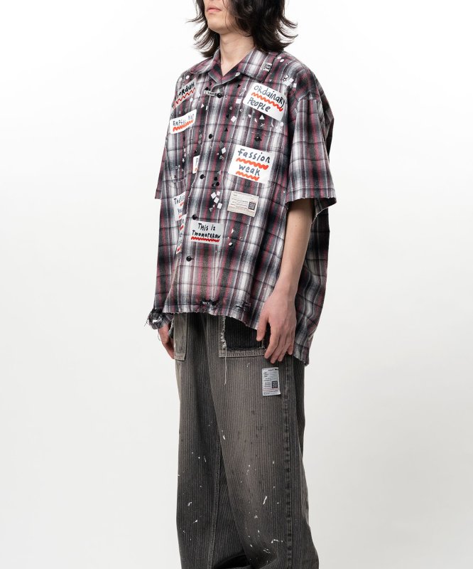 画像5: Maison MIHARA YASUHIRO Embellished Sticker Short Sleeve Check Shirt (5)