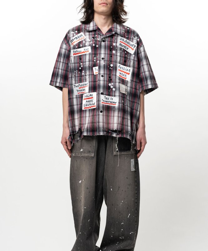 画像4: Maison MIHARA YASUHIRO Embellished Sticker Short Sleeve Check Shirt (4)