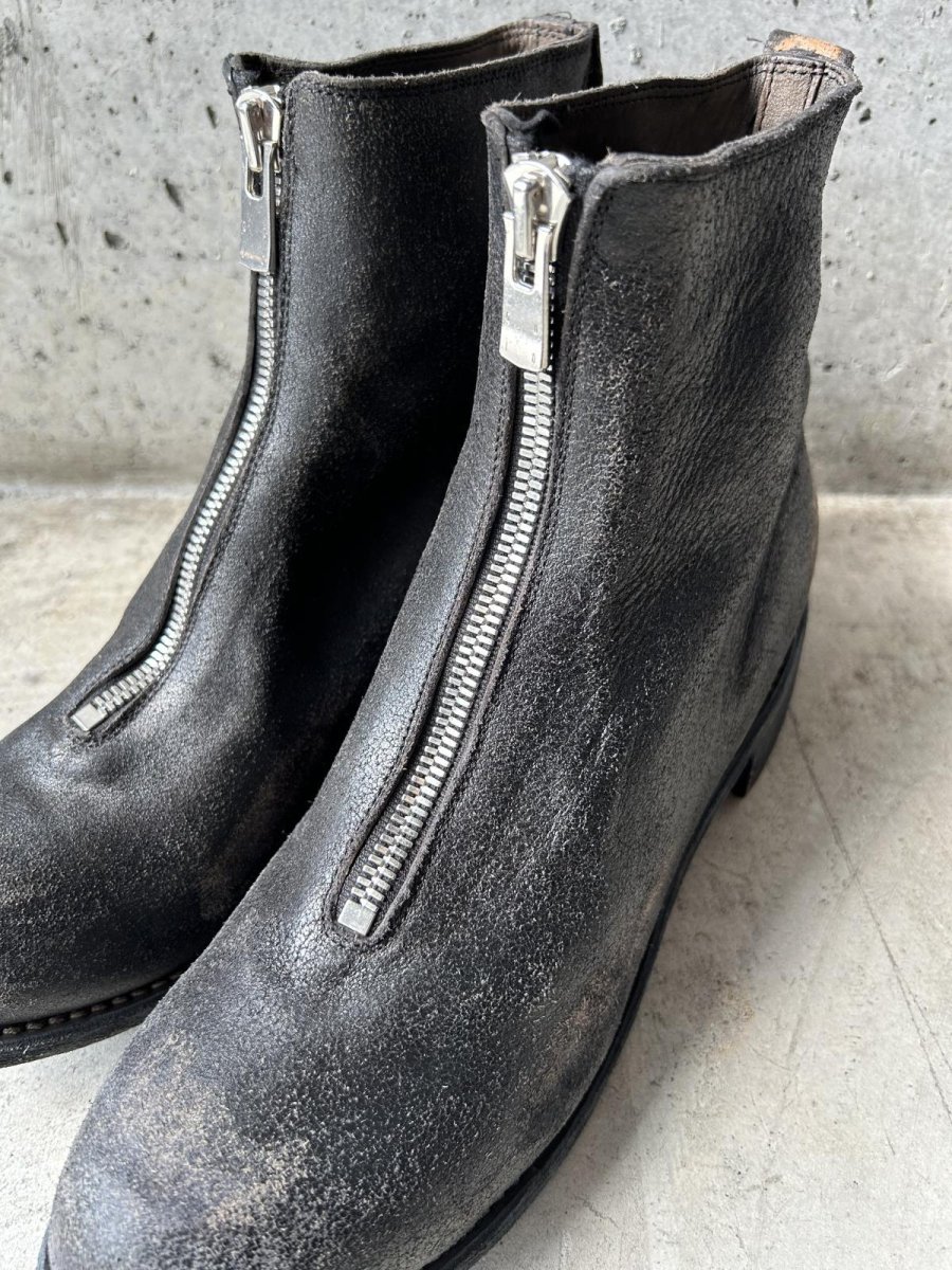 画像2: GUIDI PL1 RUM FRONT ZIP BOOTS COATED LINED BLACK (2)