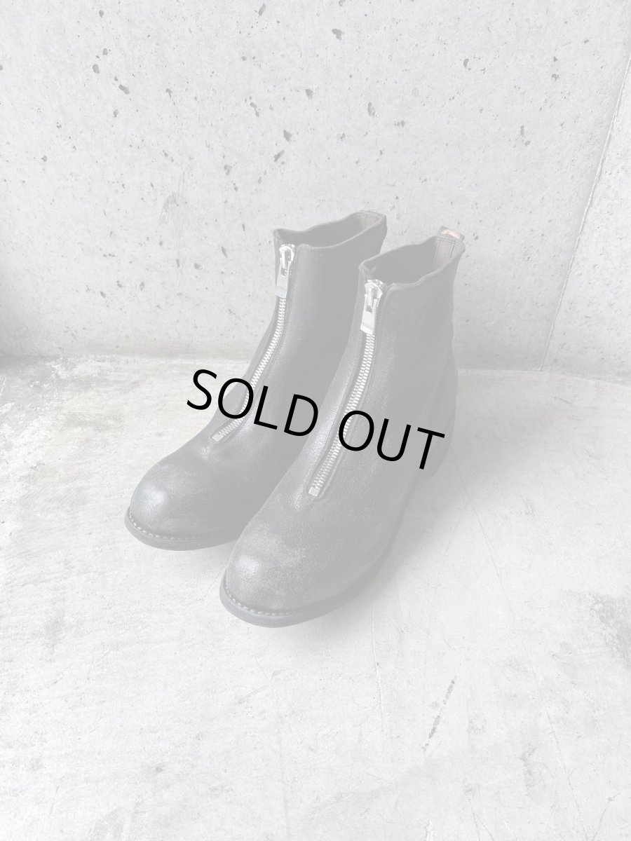 画像1: GUIDI PL1 RUM FRONT ZIP BOOTS COATED LINED BLACK (1)