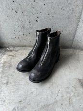 画像1: GUIDI PL1 RUM FRONT ZIP BOOTS COATED LINED BLACK (1)
