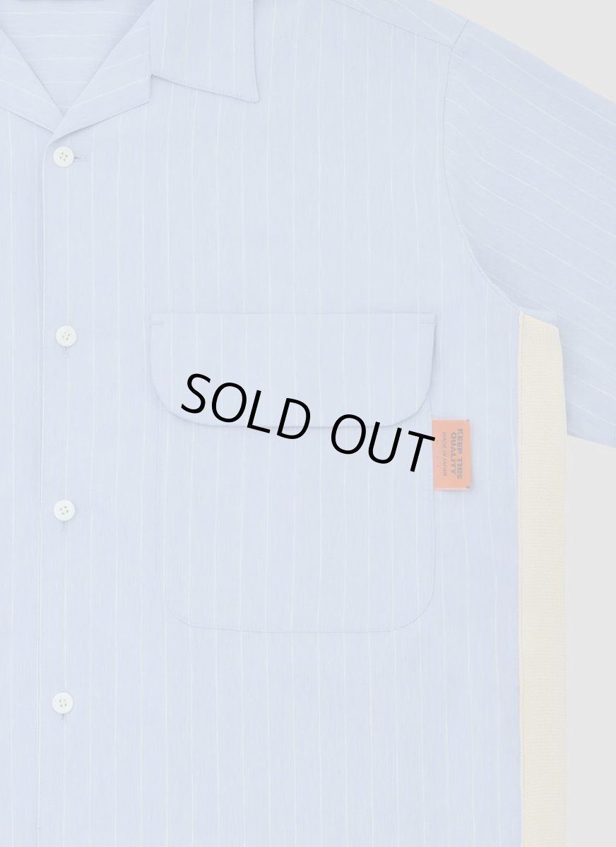 画像3: ALWAYS OUT OF STOCK  SIDE STRIPE OPEN COLLAR LINEN SHIRT-SAX (3)
