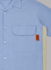 画像3: ALWAYS OUT OF STOCK  SIDE STRIPE OPEN COLLAR LINEN SHIRT-SAX (3)