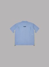 画像2: ALWAYS OUT OF STOCK  SIDE STRIPE OPEN COLLAR LINEN SHIRT-SAX (2)