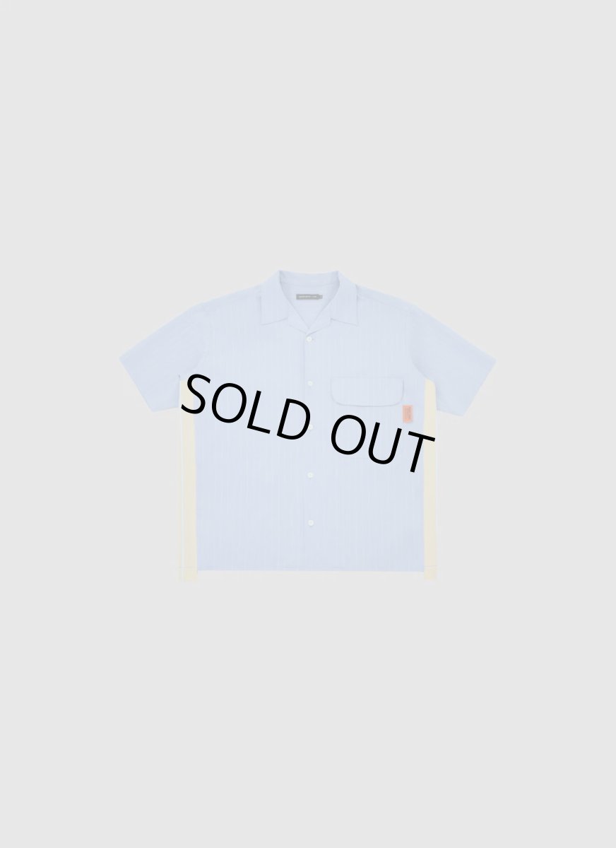 画像1: ALWAYS OUT OF STOCK  SIDE STRIPE OPEN COLLAR LINEN SHIRT-SAX (1)