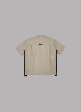 画像2: ALWAYS OUT OF STOCK  SIDE STRIPE OPEN COLLAR LINEN SHIRT-BEIGE (2)