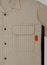 画像3: ALWAYS OUT OF STOCK  SIDE STRIPE OPEN COLLAR LINEN SHIRT-BEIGE (3)