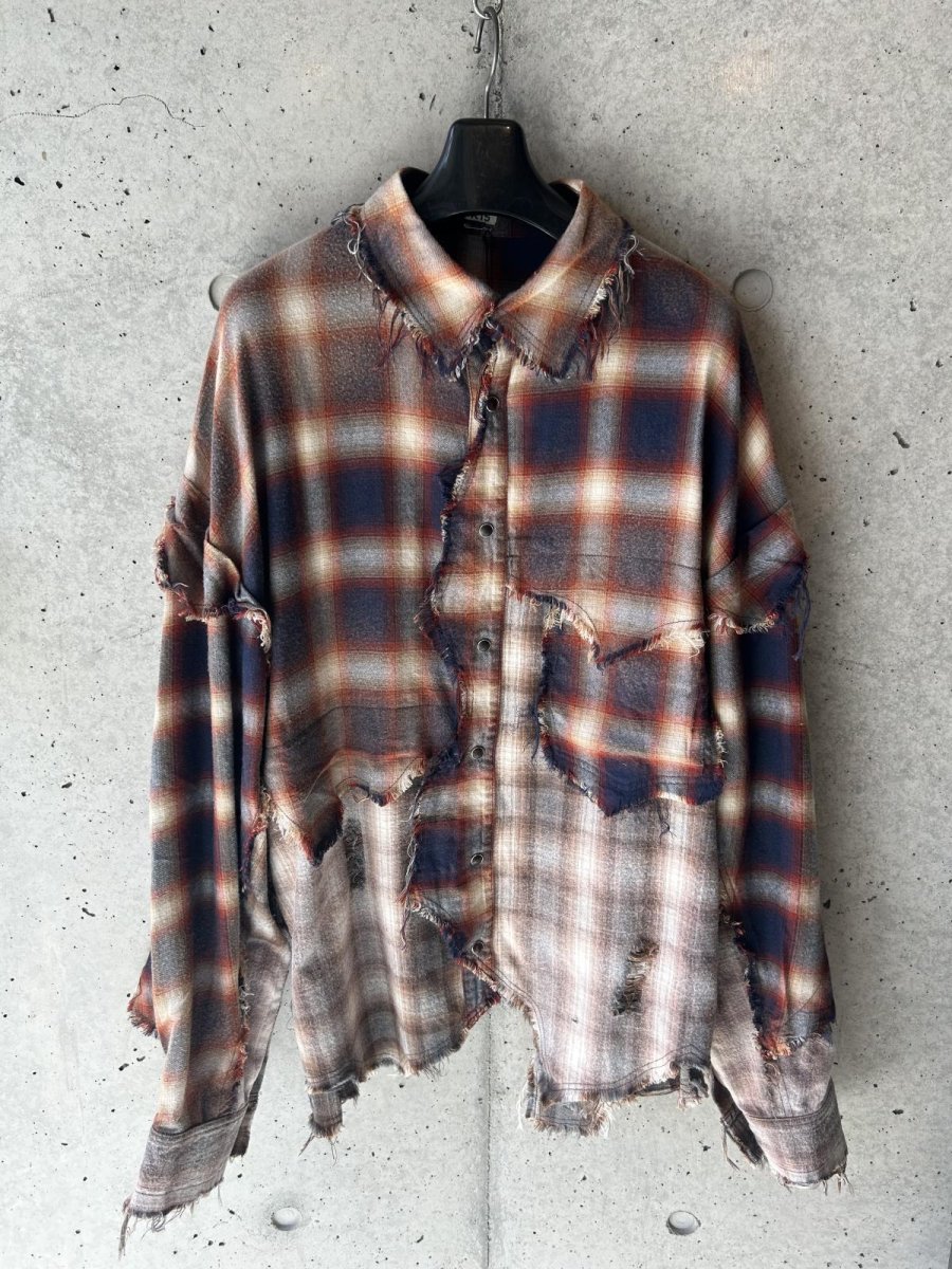 画像1: KHOKI コッキ  Vintage-effect checked shirt (1)