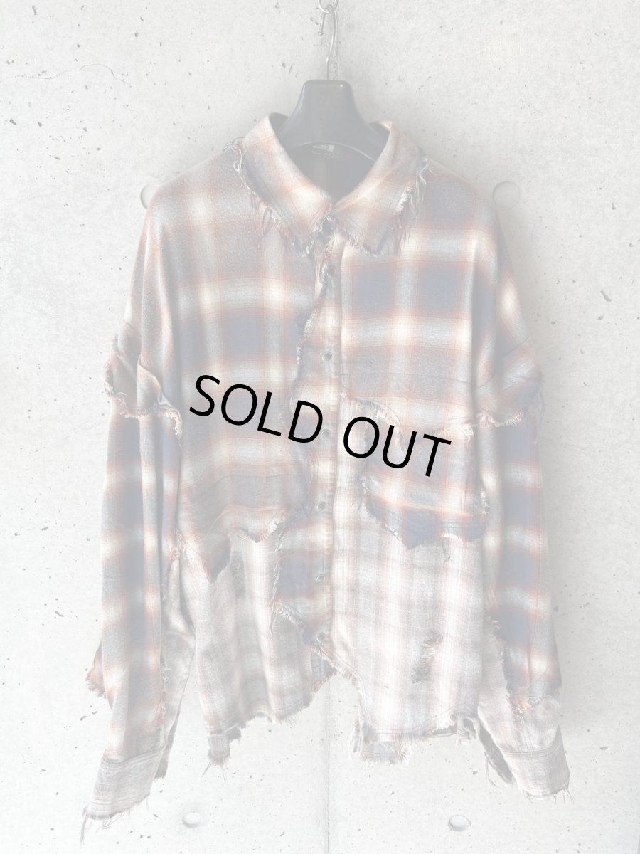 画像1: KHOKI コッキ  Vintage-effect checked shirt (1)