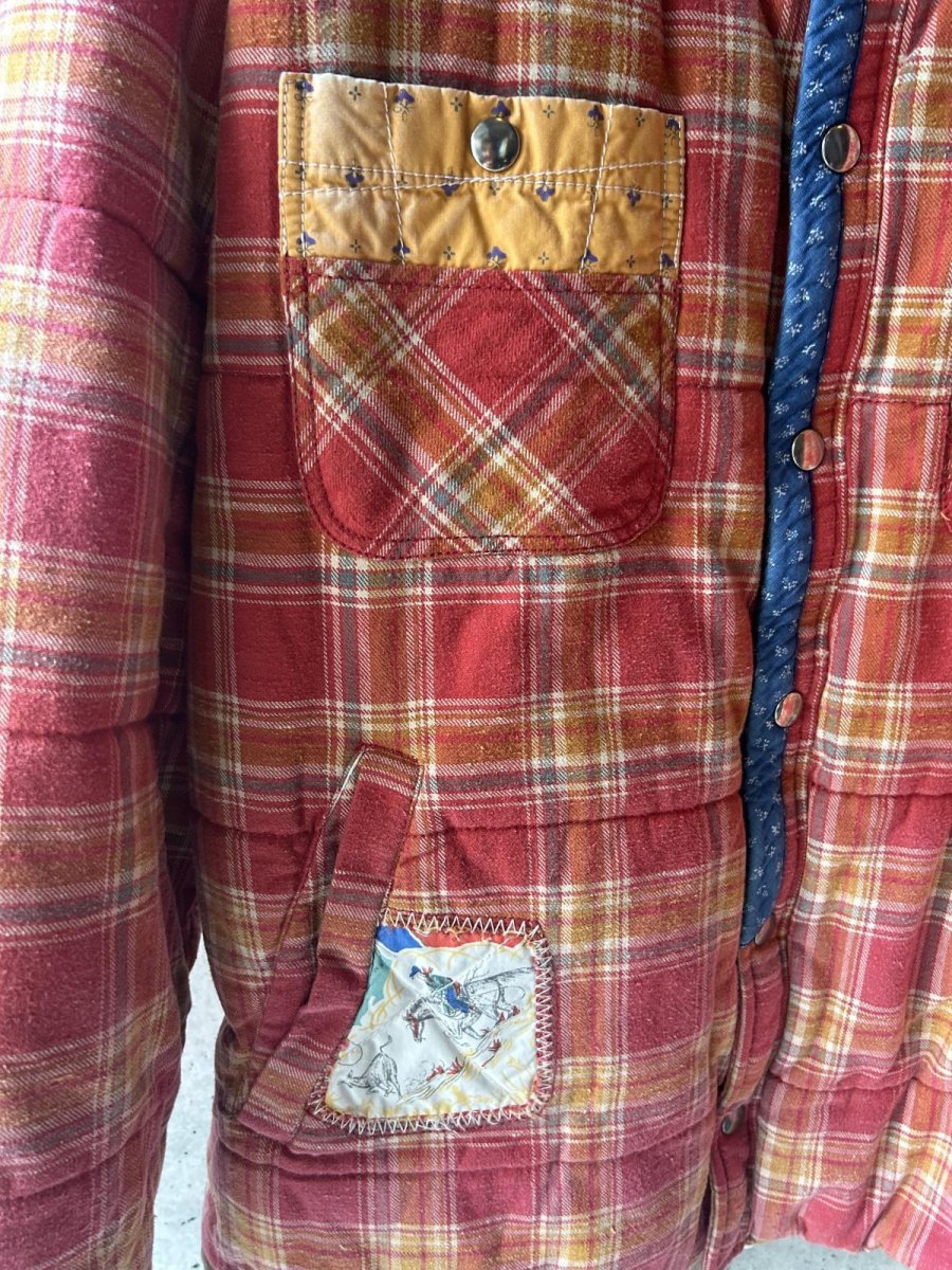 画像3: KHOKI コッキ  Vintage-effect checked puffer jacket  (3)