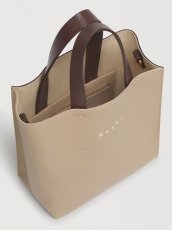 画像3: MARNI トープ、バーガンディ＆ブラウン レザー Museo Soft ミニバッグ (3)