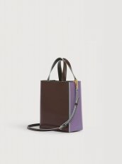画像2: MARNI パープル＆ダークブラウン レザー Museo ミニバッグ (2)